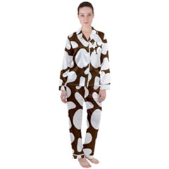 Brown White Cow Satin Long Sleeve Pajamas Set by ConteMonfrey