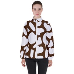 Brown White Cow Women s High Neck Windbreaker by ConteMonfrey