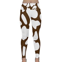 Brown White Cow Lightweight Velour Classic Yoga Leggings by ConteMonfrey