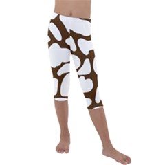 Brown White Cow Kids  Lightweight Velour Capri Leggings  by ConteMonfrey