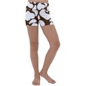 Brown white cow Kids  Lightweight Velour Yoga Shorts View1