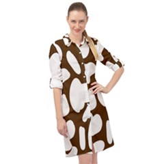 Brown White Cow Long Sleeve Mini Shirt Dress by ConteMonfrey