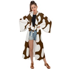 Brown White Cow Maxi Kimono by ConteMonfrey