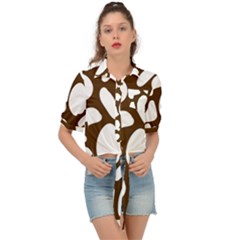 Brown White Cow Tie Front Shirt  by ConteMonfrey