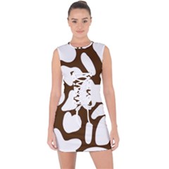 Brown White Cow Lace Up Front Bodycon Dress by ConteMonfrey