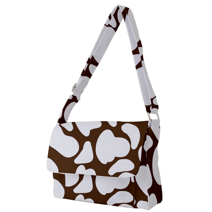 Brown white cow Full Print Messenger Bag (L)