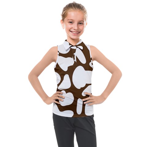 Brown White Cow Kids  Sleeveless Polo Tee by ConteMonfrey