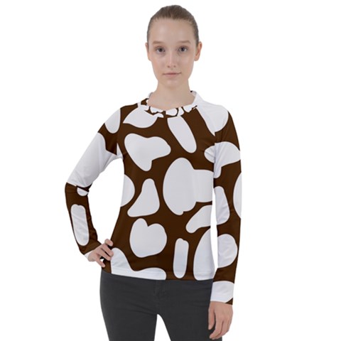 Brown White Cow Women s Pique Long Sleeve Tee by ConteMonfrey