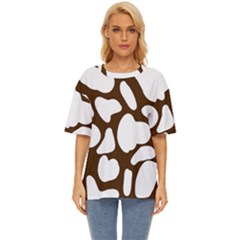 Brown White Cow Oversized Basic Tee by ConteMonfrey