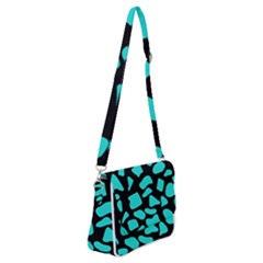 Blue Neon Cow Background   Shoulder Bag With Back Zipper by ConteMonfrey