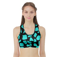 Blue Neon Cow Background   Sports Bra With Border by ConteMonfrey