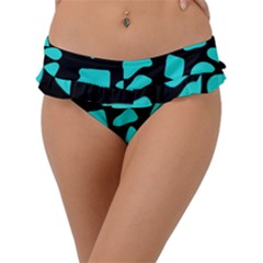 Blue Neon Cow Background   Frill Bikini Bottom by ConteMonfrey