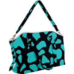 Blue Neon Cow Background   Canvas Crossbody Bag by ConteMonfrey