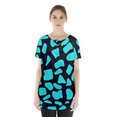 Blue Neon Cow Background   Skirt Hem Sports Top by ConteMonfrey