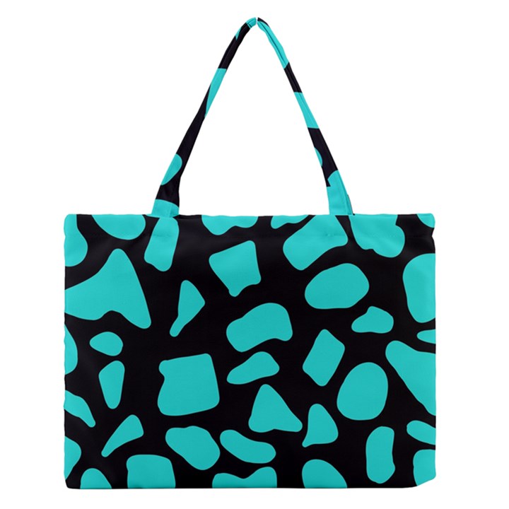 Blue Neon Cow Background   Zipper Medium Tote Bag