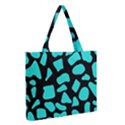 Blue Neon Cow Background   Zipper Medium Tote Bag View2