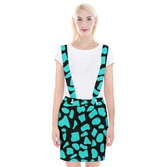 Blue Neon Cow Background   Braces Suspender Skirt by ConteMonfrey