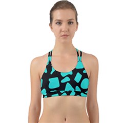 Blue Neon Cow Background   Back Web Sports Bra by ConteMonfrey