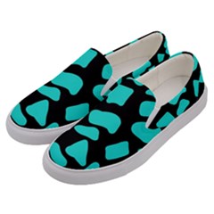 Blue Neon Cow Background   Men s Canvas Slip Ons by ConteMonfrey