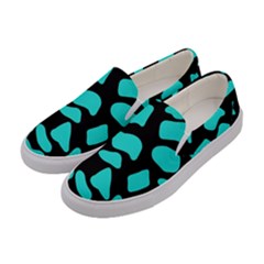 Blue Neon Cow Background   Women s Canvas Slip Ons by ConteMonfrey