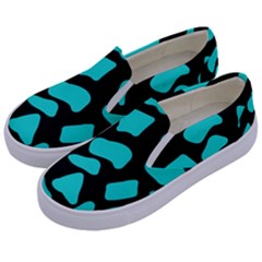 Blue Neon Cow Background   Kids  Canvas Slip Ons by ConteMonfrey