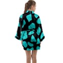 Blue Neon Cow Background   Long Sleeve Satin Kimono View2