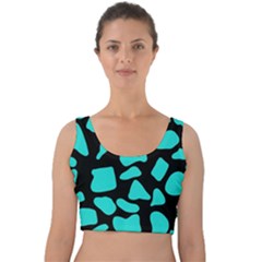 Blue Neon Cow Background   Velvet Crop Top by ConteMonfrey