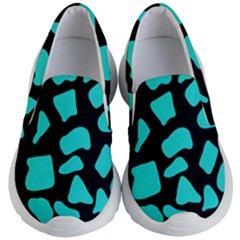 Blue Neon Cow Background   Kids Lightweight Slip Ons by ConteMonfrey