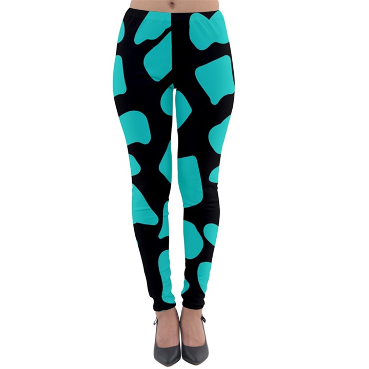 Blue Neon Cow Background   Lightweight Velour Leggings