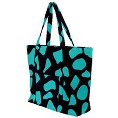 Blue Neon Cow Background   Zip Up Canvas Bag by ConteMonfrey