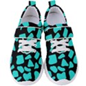 Blue Neon Cow Background   Women s Velcro Strap Shoes View1