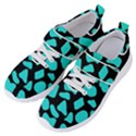 Blue Neon Cow Background   Women s Velcro Strap Shoes View2