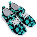 Blue Neon Cow Background   Women s Velcro Strap Shoes View3