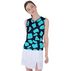 Blue Neon Cow Background   Women s Sleeveless Sports Top by ConteMonfrey