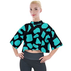 Blue Neon Cow Background   Mock Neck Tee by ConteMonfrey