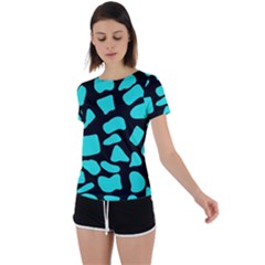 Blue Neon Cow Background   Back Circle Cutout Sports Tee by ConteMonfrey