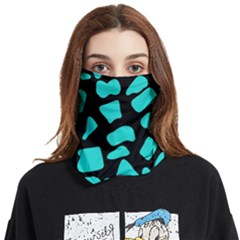 Blue Neon Cow Background   Face Covering Bandana (two Sides) by ConteMonfrey