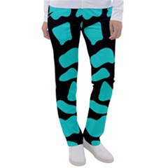 Blue Neon Cow Background   Women s Casual Pants by ConteMonfrey