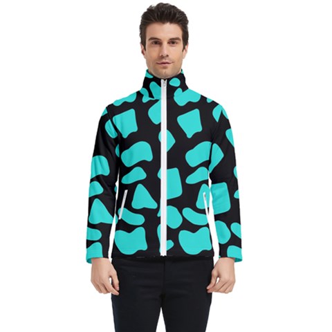 Blue Neon Cow Background   Men s Bomber Jacket by ConteMonfrey