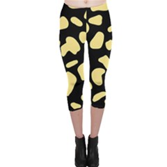 Cow Yellow Black Capri Leggings  by ConteMonfrey