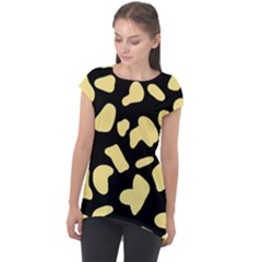 Cow Yellow Black Cap Sleeve High Low Top by ConteMonfrey