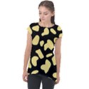 Cow yellow black Cap Sleeve High Low Top View1