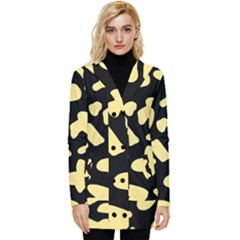 Cow Yellow Black Button Up Hooded Coat  by ConteMonfrey