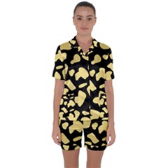 Cow Yellow Black Satin Short Sleeve Pajamas Set by ConteMonfrey