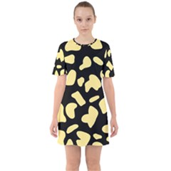 Cow Yellow Black Sixties Short Sleeve Mini Dress by ConteMonfrey