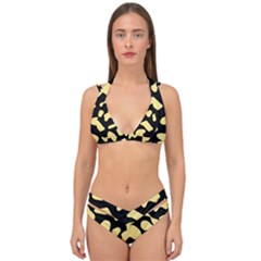 Cow Yellow Black Double Strap Halter Bikini Set by ConteMonfrey