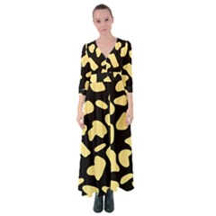 Cow Yellow Black Button Up Maxi Dress by ConteMonfrey