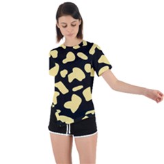 Cow Yellow Black Asymmetrical Short Sleeve Sports Tee by ConteMonfrey