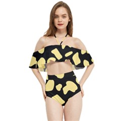 Cow Yellow Black Halter Flowy Bikini Set  by ConteMonfrey