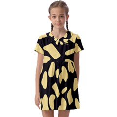 Cow Yellow Black Kids  Asymmetric Collar Dress by ConteMonfrey